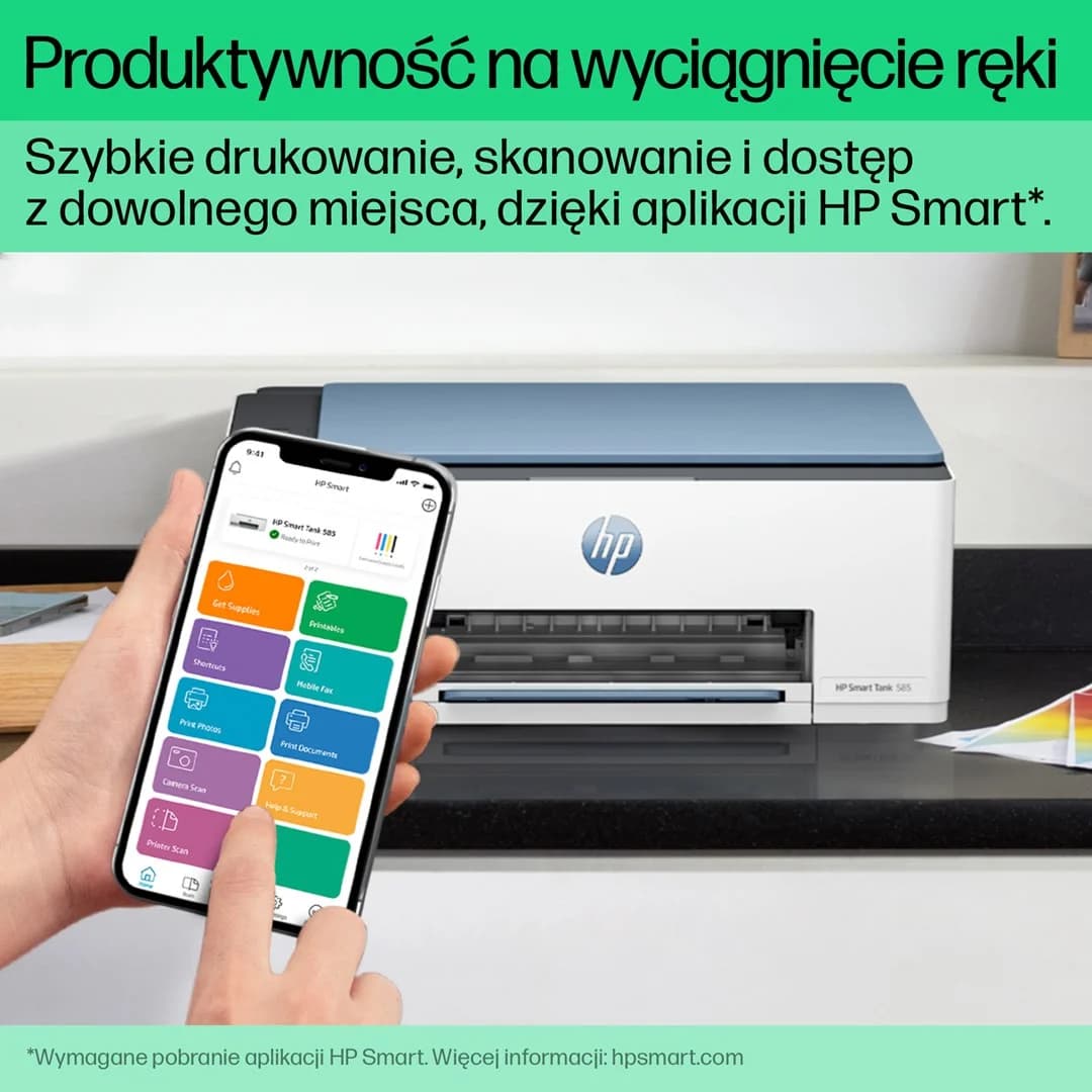 HP Smart Tank 585 All-in-One Printer, Home and home office, Print, copy, scan, Wireless; High-volume printer tank; Print from phone or tablet; Scan to PDF - Image 7