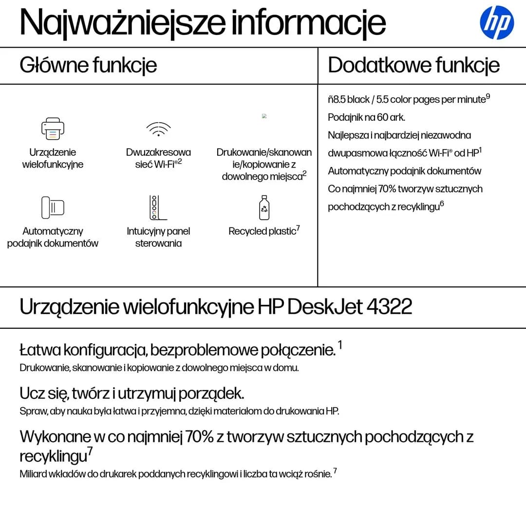 HP DeskJet 4322 Wireless All-in-One Color Printer - Image 3