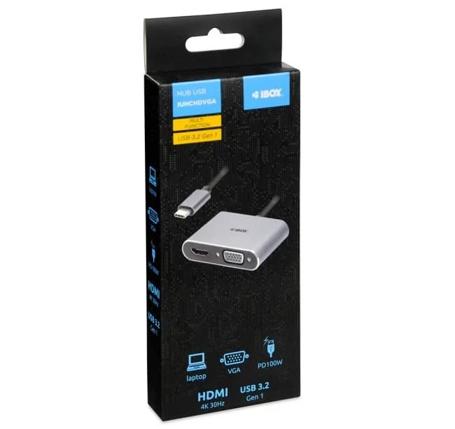 iBox IUHCHDVGA USB Type-C Hub 4-in-1 USB 3.0 + PD 100W + HDMI 4K 30Hz + VGA Full HD - Image 6