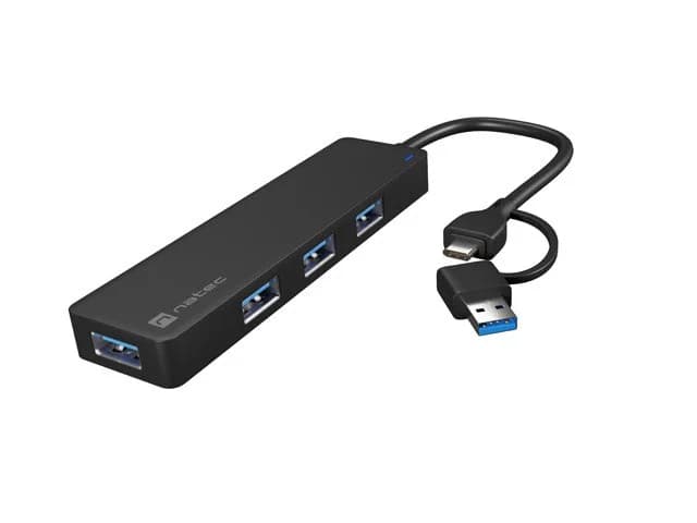 NATEC HUB USB-C 3.0 MAYFLY 4-PORTS + USB-A ADAPTER - Image 2