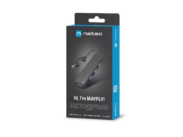 NATEC HUB USB-C 3.0 MAYFLY 4-PORTS + USB-A ADAPTER - Image 5