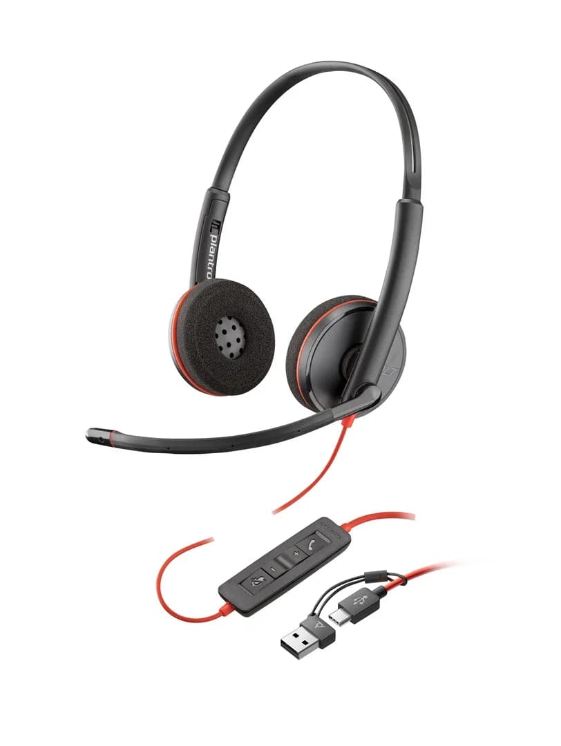 HP Poly Blackwire 3220 Stereo USB-C Headset +USB-C/A Adapter - Image 1