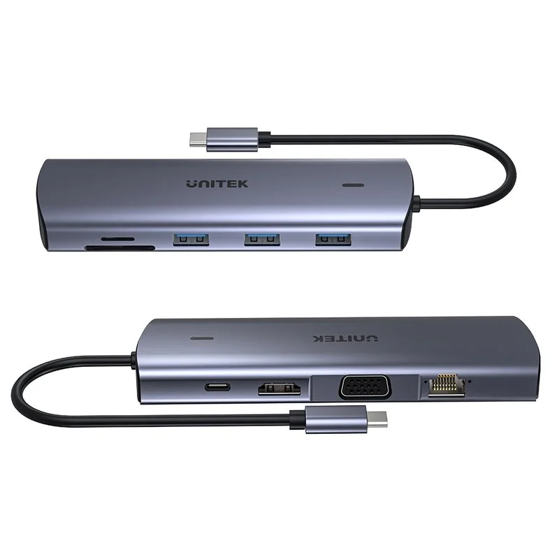 UNITEK 9-in-1 USB-C Hub, HDMI, VGA, SD, RJ45, PD 100W - Image 3