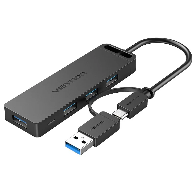 Vention 4-Port USB 3.0 Hub with USB-C & USB 3.0 2-in-1 Interface and Power Supply 0.15M ABS Type - Image 1