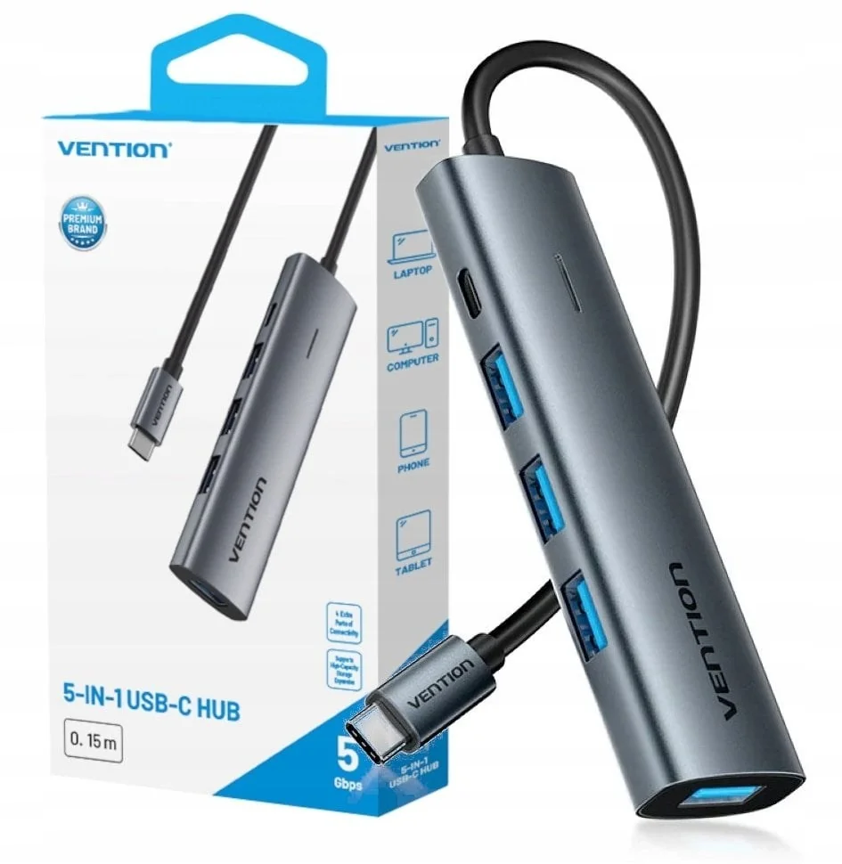 Hub 5v1 USB-C 3.0 Vention 0.15m - Image 1
