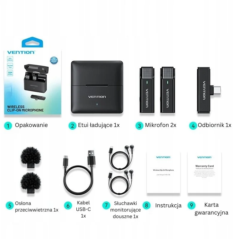 Set of 2 Vention USB-C microphones + charging case - Image 2
