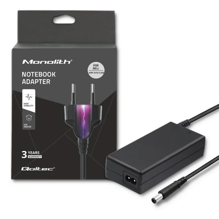 Qoltec 51519.65W Power adapter for Dell | 65W | 19.5V | 3.34A | 7.4*5.0+pin | +power cable - Image 1