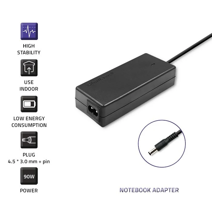 Qoltec 51516.90W Power adapter for Dell | 90W | 19.5V | 4.62A | 4.5*3.0+pin | +power cable - Image 3