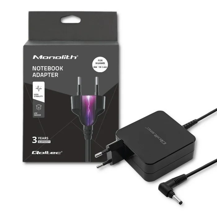 Qoltec 51751 Power adapter for Huawei 65W | 19V |3.42A | 4.0*1.7 - Image 1