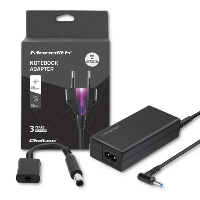 Qoltec 51728 Power adapter for HP| 65W | 19V | 3.33A | 4.5*3.0+pin | adapter 4.5*3.0+pin/7.4*5.0+pin | power cable - Image 3