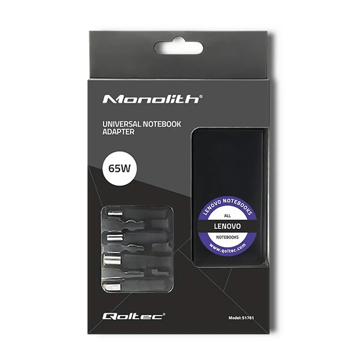 Qoltec 51761 Power adapter designed for Lenovo | 65W | 4 plugs | +power cable - Image 3