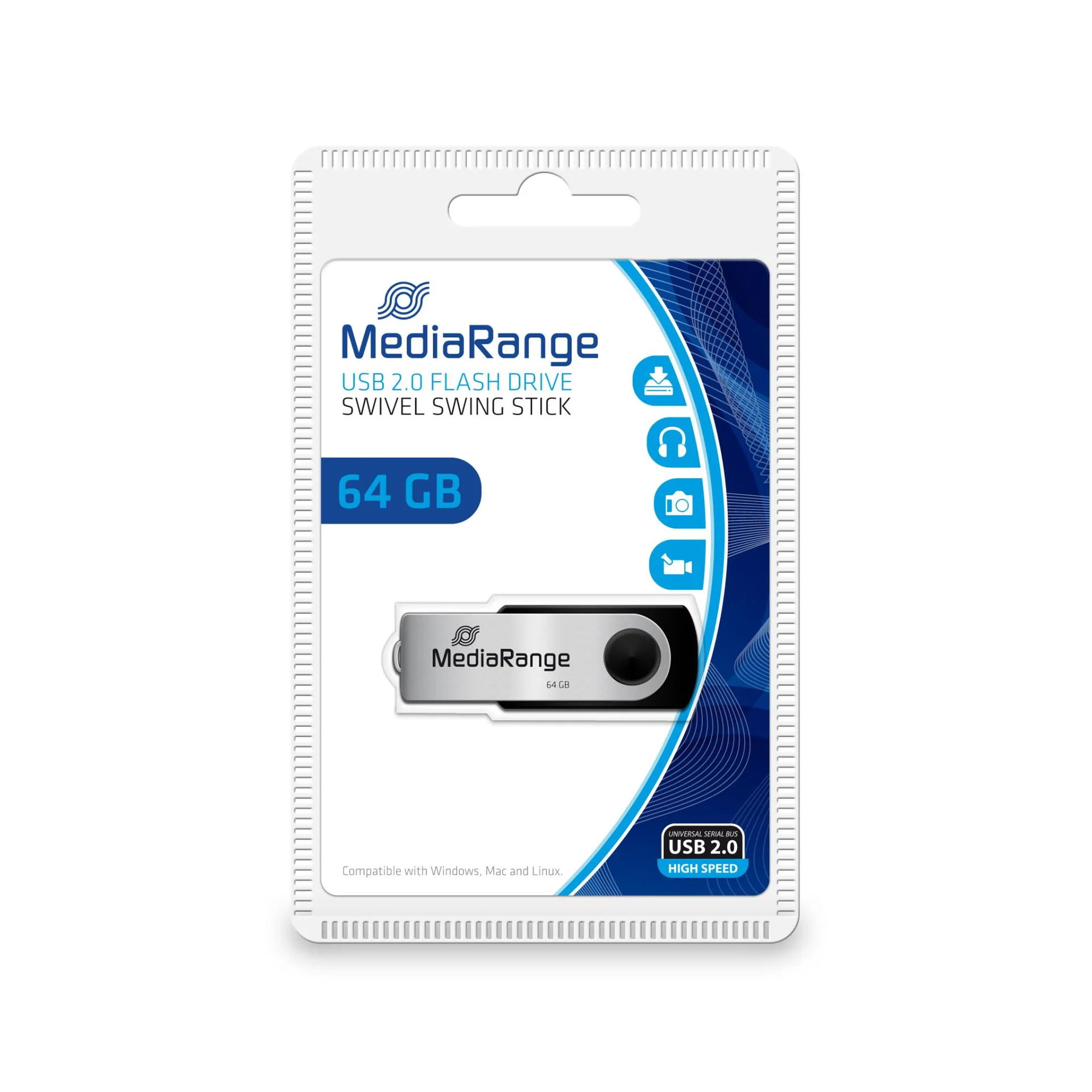 MEMORY DRIVE FLASH USB2 64GB/MR912 MEDIARANGE - Image 1