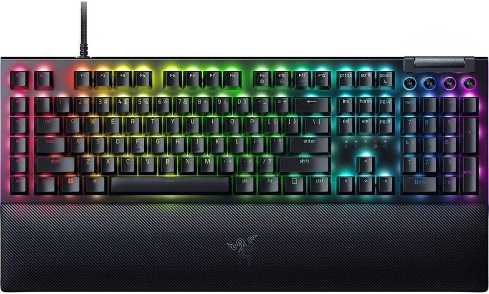 Razer BlackWidow V4 Mechanical Gaming keyboard Wired RGB LED light US Black Yellow Switches - Image 1