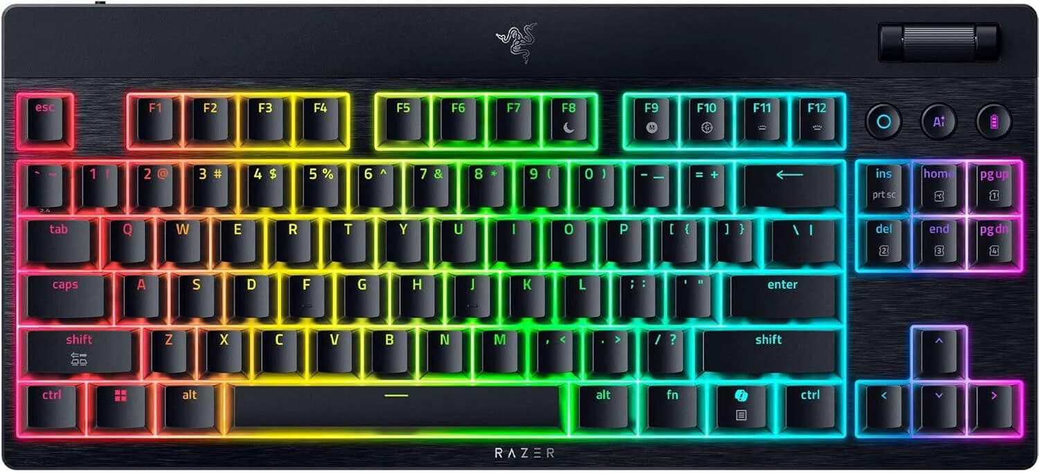 Razer BlackWidow V4 Low-Profile Tenkeyless HyperSpeed Keyboard Wireless US Bluetooth Black Green Switches - Image 1